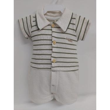 Imagem de Macacão Curto Linho Luxo Bebê Menino Listrado Lessa Rf B9116-Masculino