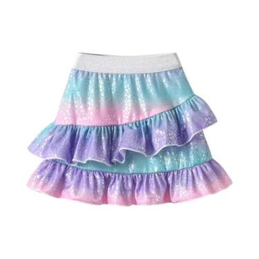 Imagem de Saia Mini De Praia Com Estampa De Sereia Brilhante Para Meninas, Em Po