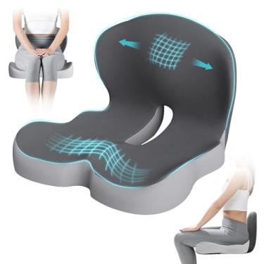 Imagem de Stepxi Almofada de assento de espuma de memória, almofada de cadeira de escritório para suporte confortável, almofada de assento antiderrapante com design ergonômico em forma de L - cadeira de