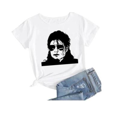 Imagem de Camiseta Gráfica Michael Jackson plus Size Para Mulheres, Estilo Haraj