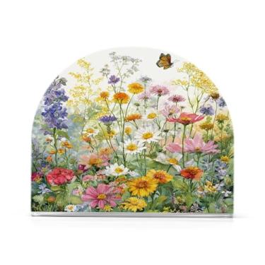 Imagem de Porta-guardanapos com estampa branca de flores para mesa dispensador de guardanapo de acrílico para cozinha mesa de jantar primavera decorações de cozinha para festa bancada casa