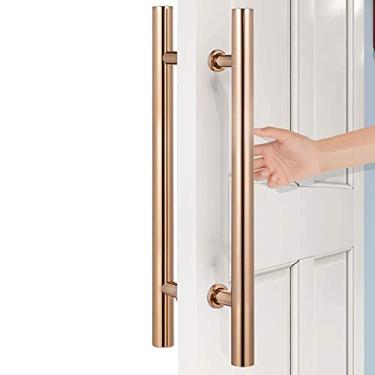 Imagem de Puxador de porta, aço inoxidável - Puxador de luxo contemporâneo para portas da frente, celeiro, chuveiro, vidro - puxador de pressão - Design moderno