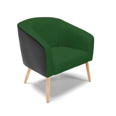 Imagem de Poltrona Stella Corano Preto com Veludo Verde Luxo A136 Pés Palito Nat