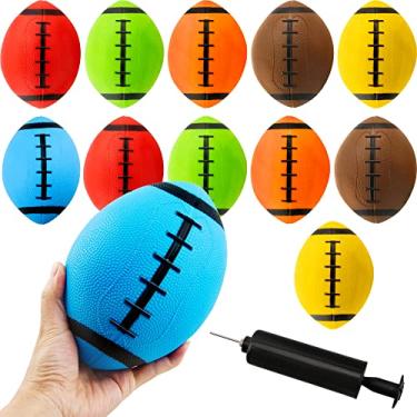Imagem de Haconba Pacote com 12 mini brinquedos infláveis de futebol de 15 cm para esportes, rúgbi, piscina, praia, bola com bomba para jogos de esportes internos e externos, tema de futebol, lembrancinhas de