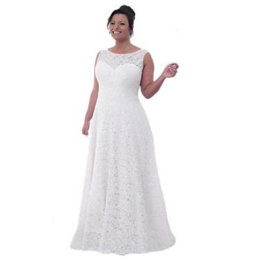 Imagem de Vestido Noiva 84 Longo Renda Festa Plus Size Casamento Civil - Bella F
