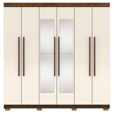Imagem de Guarda Roupa Casal 6 Portas 2 Gavetas Espelho 218 Cm Vlr Imbuia Champanhe