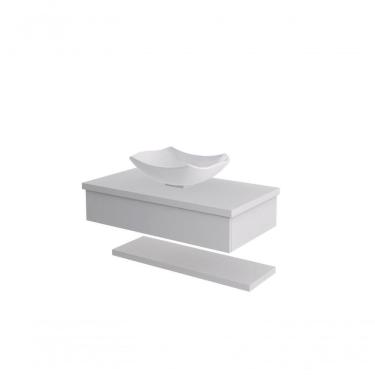 Imagem de Conjunto Bancada C-cuba L42 E Prateleira Metrópole 805 Perffect Acetinado Branco Chess