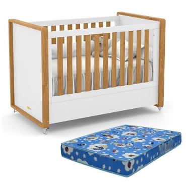 Imagem de Berço Americano Tutto New Branco Soft-freijó E Colchão Baby Physical - Matic Móveis Branco Soft-freijó