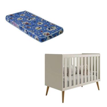 Imagem de Berço Americano Isis Areia Acetinado Com Colchão Ortobom - Reller