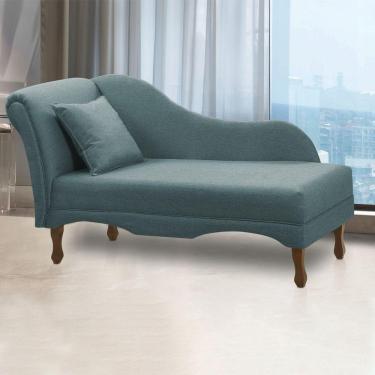 Imagem de Divã Recamier Pés Retrô Medelin 150cm Linho E03 - D'rossi Azul