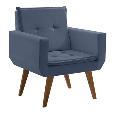 Imagem de Poltrona Taurus 1 Lugar Base Palito Tecido Azul Bic