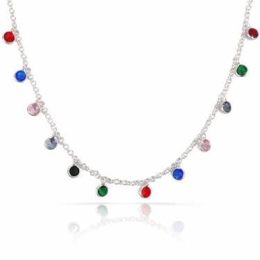 Imagem de Colar Chocker Elo Portugues Pedra Zirconia Prata 925 - Lojas La&Ny Pra