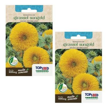 Imagem de 2x Sementes De Girassol Anão Sungold Dobrado Amarelo 800mg - Topseed