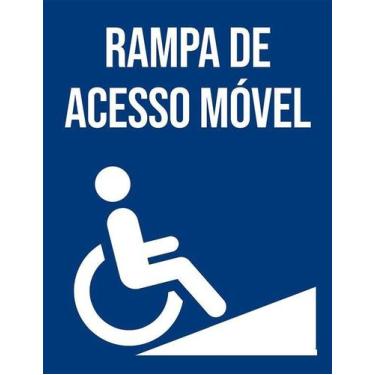 Imagem de Kit 5 Placa Acm Rampa Acesso Móvel Azul 18X23 - Sinalizo