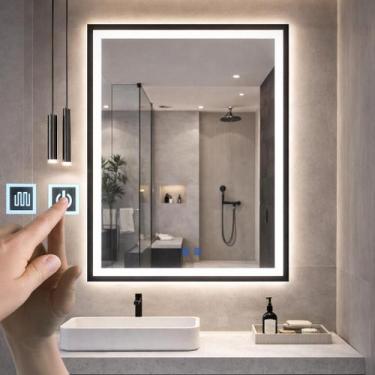 Imagem de Espelho Led Para Banheiro Touch 3 Cores de Luz Com Desembaçador e Disp