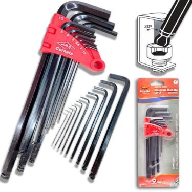 Imagem de Chave Allen Longa 1,5mm A 10mm Abaulada com 9 Peças - Corneta