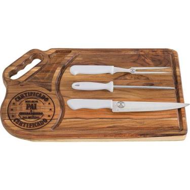 Imagem de Kit Churrasco Personalizado Desenho Presente Pais Tábua com Utensílios