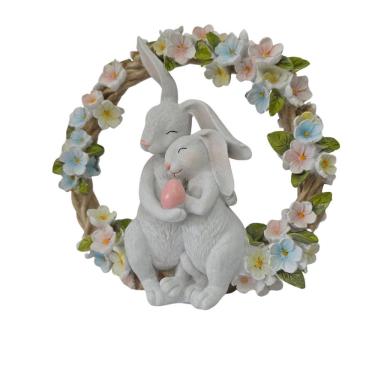 Imagem de Guirlanda Páscoa - Floral -coelhos - Resina Alt 25cm X Comp. 26cm X Larg. 9cm