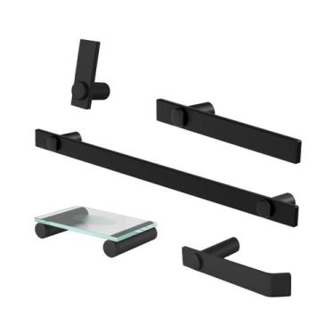 Imagem de Kit De Acessórios Para Banheiro Aço Inox Preto Fosco 2080PM Patmos - G