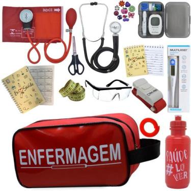 Imagem de Kit Enfermagem Aparelho Pressao Esteto Medidor Glicose Multi Premium, 