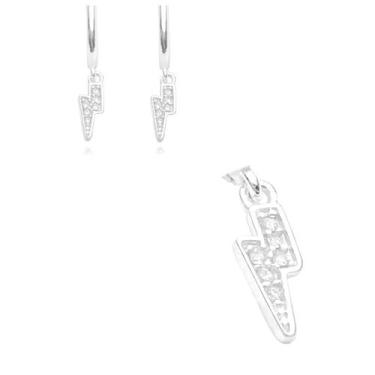 Imagem de Market Place - Brinco Argola Com Raio Cravejado em Zircônia Branca (Ba