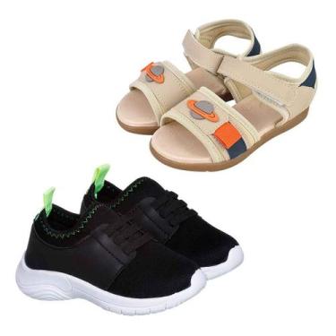 Imagem de Kit 2 Pares Sandalia Infantil Masculino Tenis Elastico Macio - Mimofle