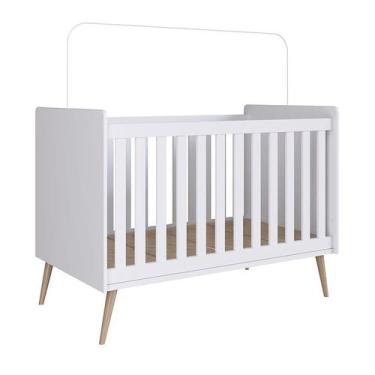 Imagem de Berço Infantil Mini Cama Retrô Com Pés Palito - Branco - Completa Móve