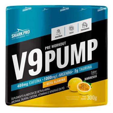 Imagem de V9 Pump Pré Treino Shark Pro Com Beta Alanina 300g, Maracujá
