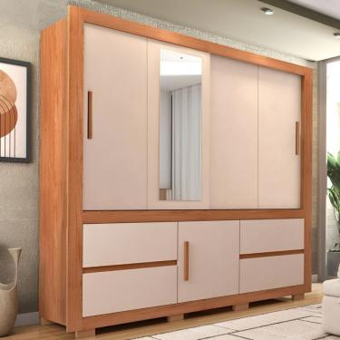 Imagem de Guarda-roupa Optimus Lux 3 Portas Com Espelho Freijo/off White