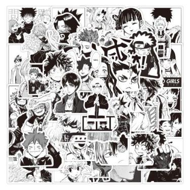 Imagem de Pacote de adesivos: animes mistos bidimensionais em preto e branco - y