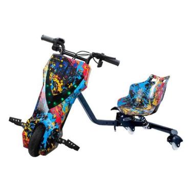 Imagem de Patinete Elétrico Triciclo Infantil Drift 350w 36v - Azul Car, Grafiti