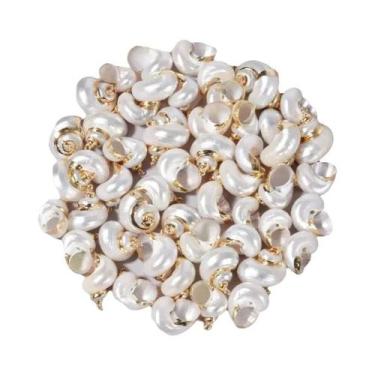 Imagem de Pingentes Espirais De Conchas Perfuradas Coloridas 5 Peças Suprimentos