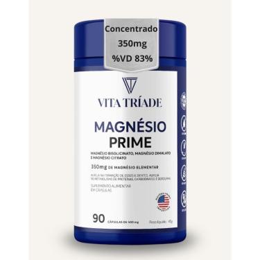 Imagem de Magnésio Quelato Concentrado 350mg Bisglicinato, Dimalato e Citrato %VD 83% 90 Cápsulas-Unissex