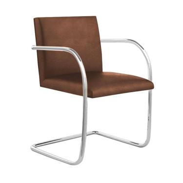 Imagem de Cadeira Brno Couro Natural Marrom Tubular Cromada