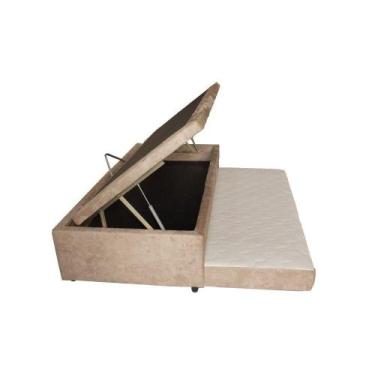 Imagem de Cama Box Bau Solteiro Com Auxiliar Semi Ortopedica Suede 088X188 - Gen