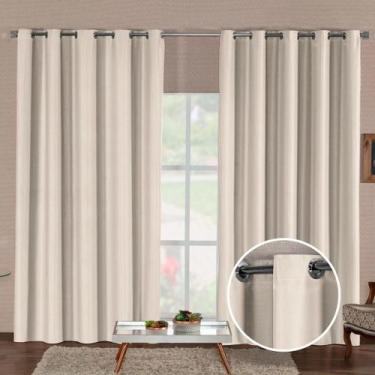 Imagem de Cortina Blackout em Tecido para Sala e Quarto com Ilhós Cromado - AMAR