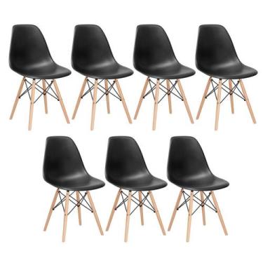 Imagem de Kit 7 Cadeiras Laráz Eames Eiffel DSW - Preto - Laraz