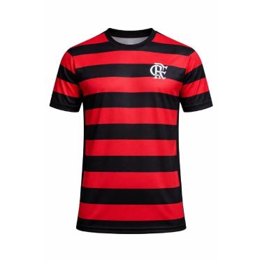 Imagem de CAMISETA FLAMENGO RUBRO NEGRO LISTRADA ESCUDO BRANCO COIMBRA-Masculino