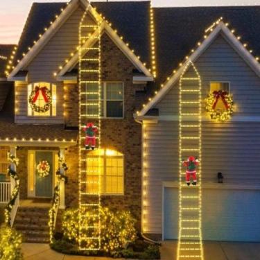 Imagem de Decoração De Natal 2025: Papai Noel LED Escalando Escada Para Casa, Ja