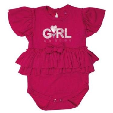 Imagem de Body Curto Luxo Bebê Menina Verão Lessa Kids Rf 7952 - Pink - M ( 6 - 9 MESES )-Feminino