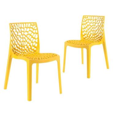 Imagem de Kit 2 Cadeiras Laráz Gruvyer Design Anatômico Amarelo - Laraz