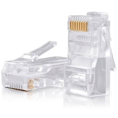Imagem de Conector de Cabo de Rede RJ45 UTP Plugue Cat5E Ugreen Contatos Banhados a Ouro (10 unidades)