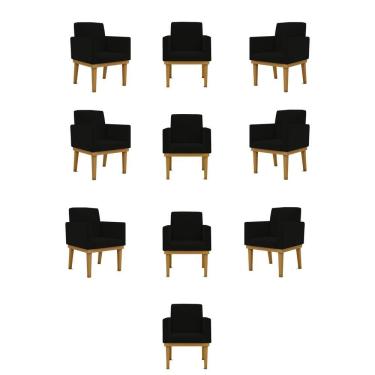 Imagem de Sofá Poltrona Kit 10 Poltronas Decorativas Reforçada Suede Preto Balaqui Decor