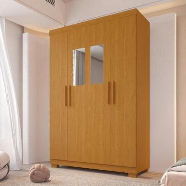 Imagem de Guarda-Roupa Casal Canadá Com Espelho 4 Portas 100% MDF Linhamobília, 