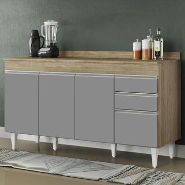 Imagem de Balcão Gabinete para Pia com Tampo 150cm Marrocos Castanho/Cinza - Lum