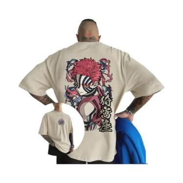Imagem de Camiseta Masculina Oversized Akaza Demon Slayer Anime De Algodão Manga