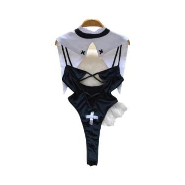 Imagem de Body Preto Sem Alças Com Costas Vazadas E Listras, Lingerie Sexy Estil