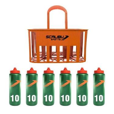 Imagem de Kit Squeeze Esportivo Esporte com Cesta Porta Garrafas 1L Scalibu - Re