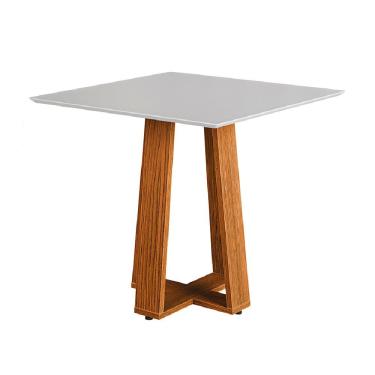 Imagem de Mesa para Sala de Jantar Athenas Quadrada em MDF 90x90x80cm Madeirado Off White Brilhante