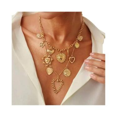 Imagem de Colar Feminino Com Pingente De Coração Gótico, Gargantilha De Metal De